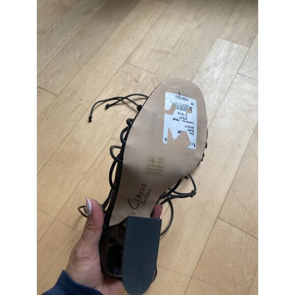 CIRCUS NY Sam Edelman BNWOT "Blanche" lace up strappy heels black sz 7.5 - Picture 8 of 10